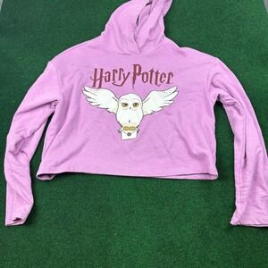 Harry Potter Hedwig Owl‎ H&M Girls Crop Hoodie Sweatshirt Lavender Size 14A